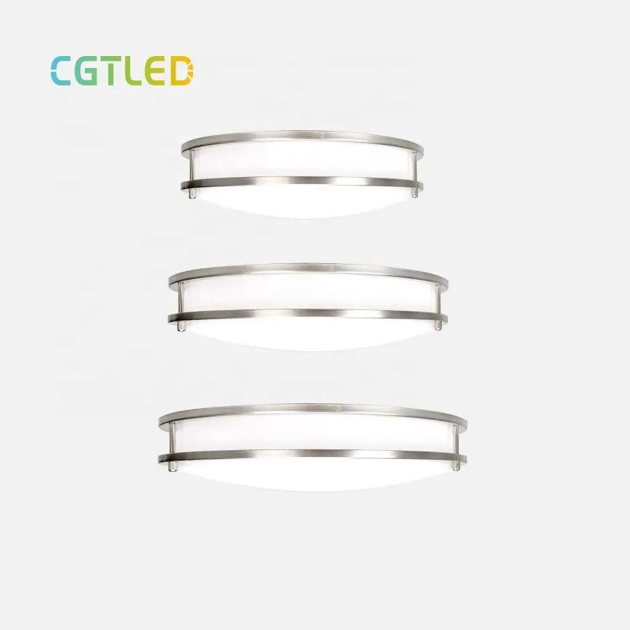 ETL lampu dalam ruangan 3000K 4000K 5000K 3CCT dapat diubah 10 "12" 14 "16" sikat cincin ganda dapat diredupkan nikel lampu langit-langit LED