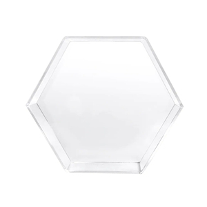 六角形透明丙烯酸托盘，带插入手柄的 lucite 展示盘 - Product Image 3