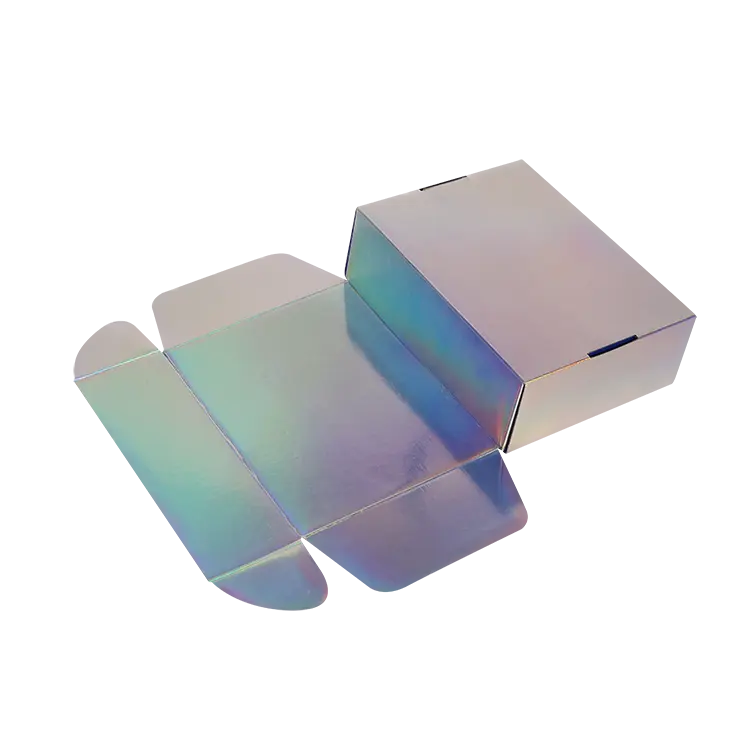 Caja de regalo de mosaico holográfico de plata Caja de embalaje láser de plata reflectante para cosméticos y productos de maquillaje