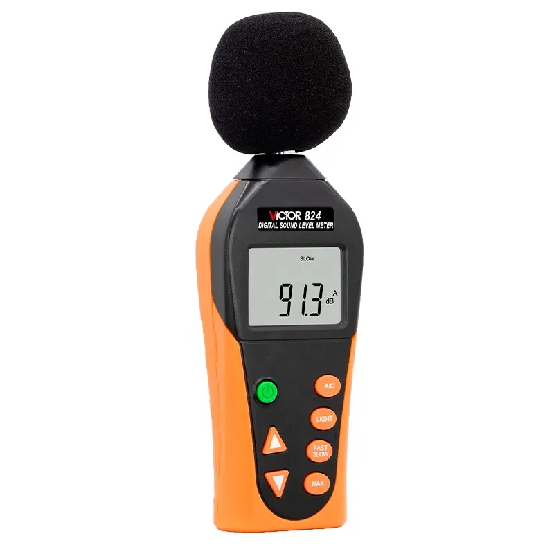 VICTOR-medidor de nivel de sonido Digital 824, rango automático de 30-130 dBA/dBC, 31,5Hz-8,5 KHz, detector de ruido ambiental