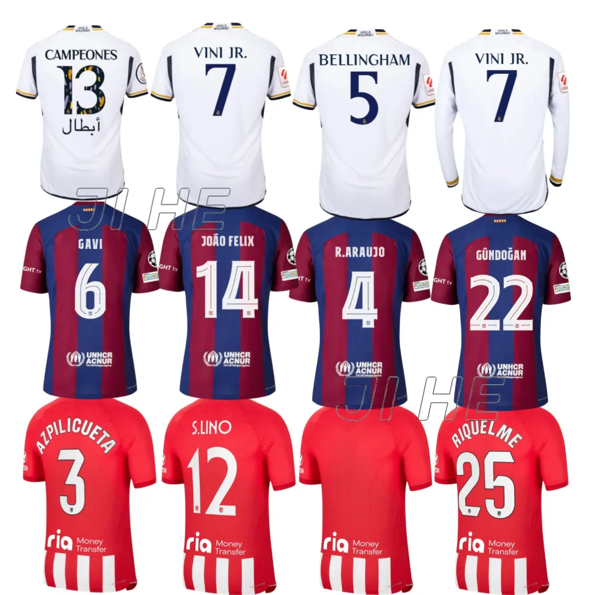 Camisa de futebol La Liga Madrid Barca Camisa de futebol respirável personalizada por atacado