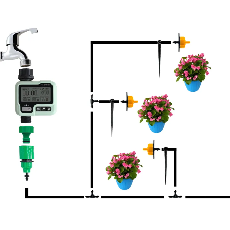 電子タイマー雨センサープラスチック植物中庭温室用デジタルスクリーン屋外庭庭スプリンクラーチューブ