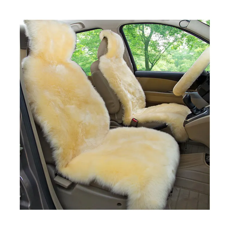 Set coprisedili per auto di lusso di nuovo design personalizzato heep skin fur Front car cushion seat fluffy peluche coprisedili per auto in lana di montone