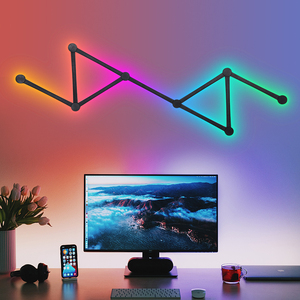 スマート<span class=keywords><strong>RGB</strong></span>グライドウォールライト音楽同期DIYRGBスプライシング<span class=keywords><strong>LED</strong></span>ストリップライトゲーミングベッドルーム用ナイトランプ