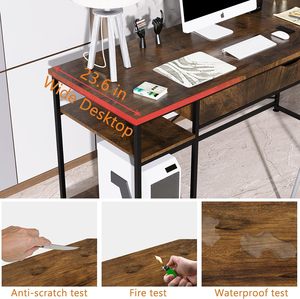 Mid-Century Modern Desktop <strong>Table</strong> <strong>Computer</strong> Desk Lacoo 63 Inch Gaming Desk Z Shaped <strong>Computer</strong> Trolley Desk With Wheels - Product Image 5