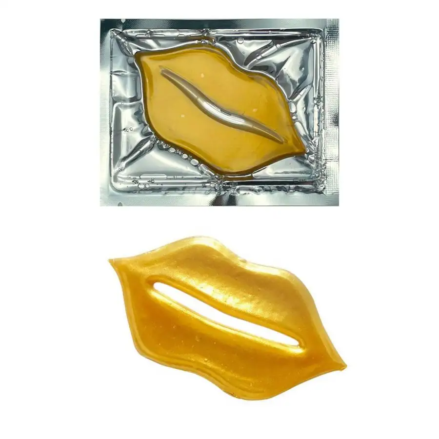 Máscara labial hidratante de colágeno em gel para lábios de marca própria, máscara labial hidratante coreana de cristal dourado 24K