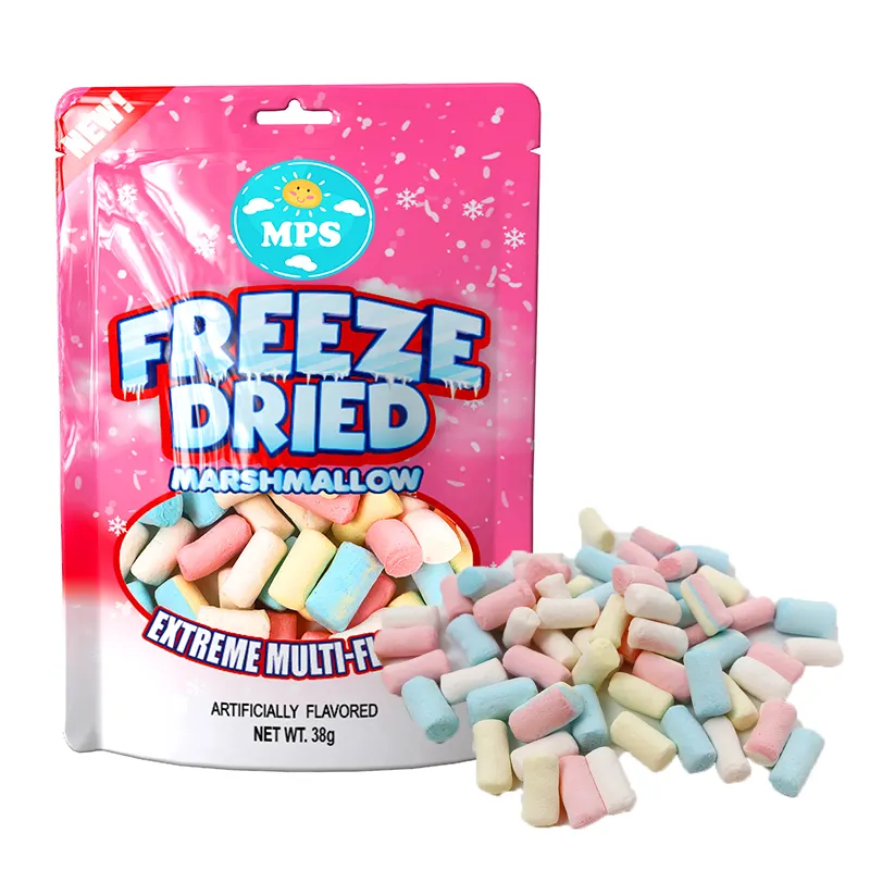 Snack giapponesi Mini zucchero filato liofilizzato marshmallow a colori disidratati