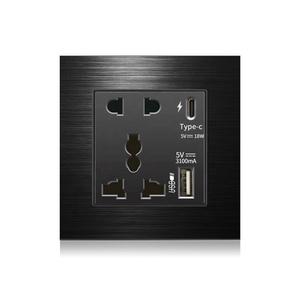18w Type-C快速充电通用5针双电源插座，带DC 5V 3.1a Type-c USB充电器的不锈钢电源插座 - Product Image 6