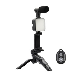 AY-49 Smartphone LED Fill Light Tripod Microphone <strong>Kit</strong> for Video Live Vlog YouTube <strong>Filmmaker</strong> Recording Handle Stabilizer Bracket - Product Image 1
