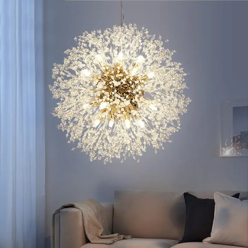 Lâmpada moderna de cristal Starburst LED G9 para pendurar lantejoulas, lustre criativo de atmosfera e faísca de teto, lustre criativo para ambientes internos