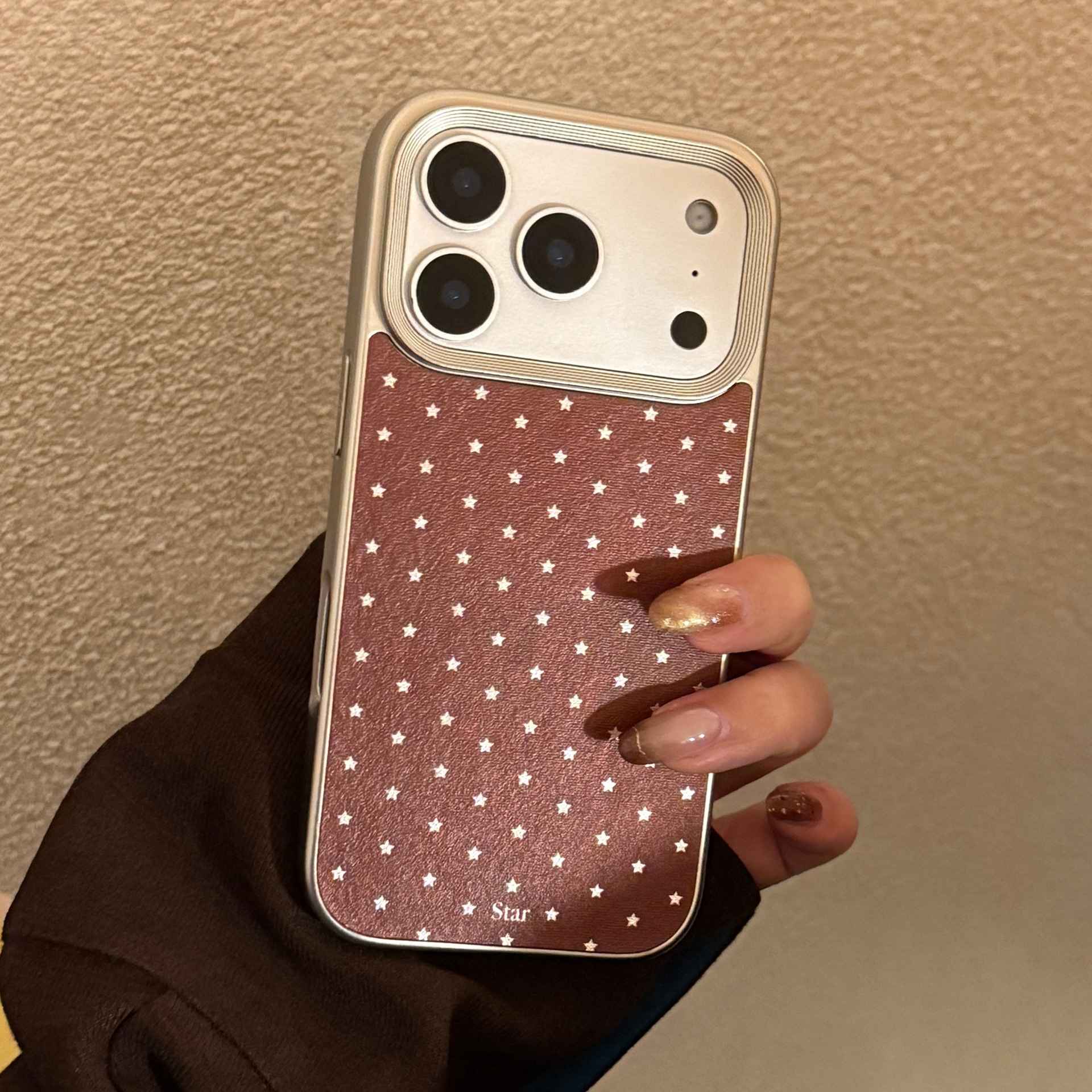 Matte Silver Wine Red with Star Speckles