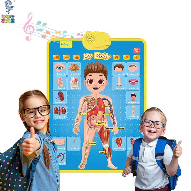 Tabla de pared de My Body para niños, póster parlante para aprender partes del cuerpo, educativo, interactivo, Anatomía Humana, AG03