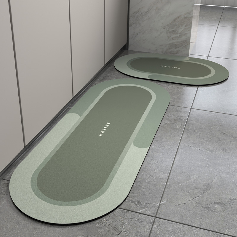 Tapis de cuisine en cuir arc-en-ciel - Morandi ovale vert clair