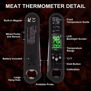 Digital Instant Read Food <strong>Thermometer</strong> <strong>with</strong> 2 Detachable Probes Calibration &amp; Alarm <strong>Function</strong> Temperature Controller Theory - Product Image 3