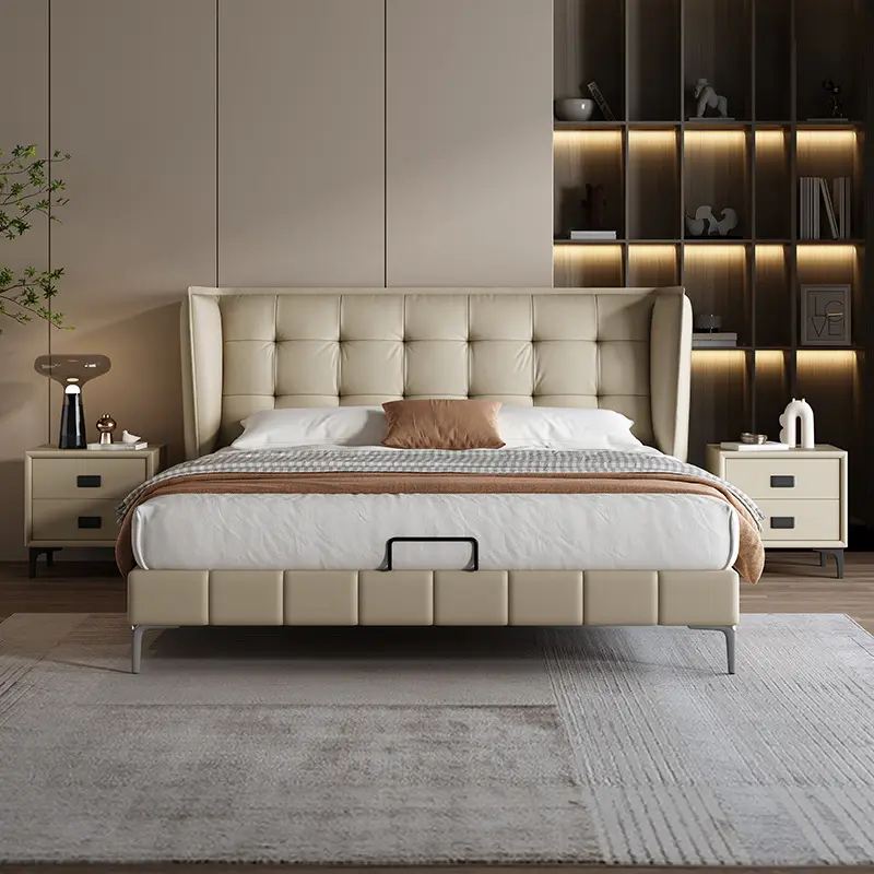 Vente en gros de lits modernes de style italien cadre de lit King Size design Lit King-Size double doux de luxe pour le salon