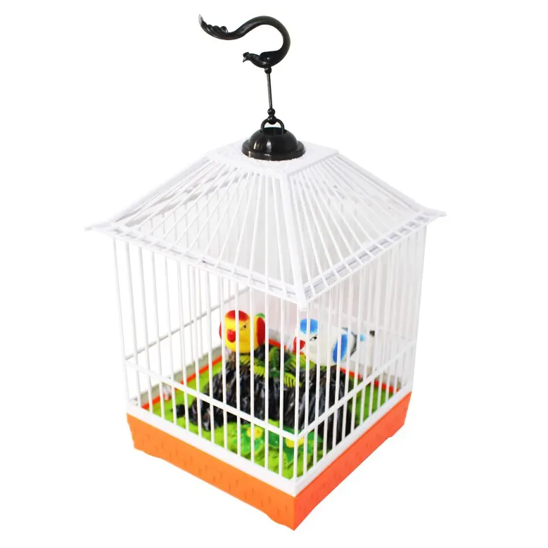 Plástico jaula de pájaro juguetes para niños eléctrico de Control de sonido con poco pájaro de juguete