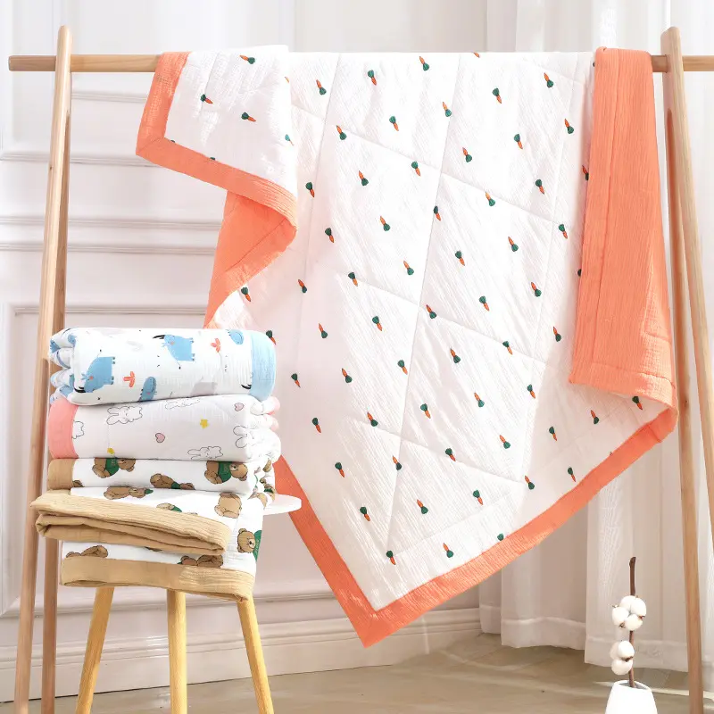 Kangobaby selimut bayi Muslin cetak dapat disesuaikan selimut katun organik kain Muslin selimut Sofa bungkus bayi bayi
