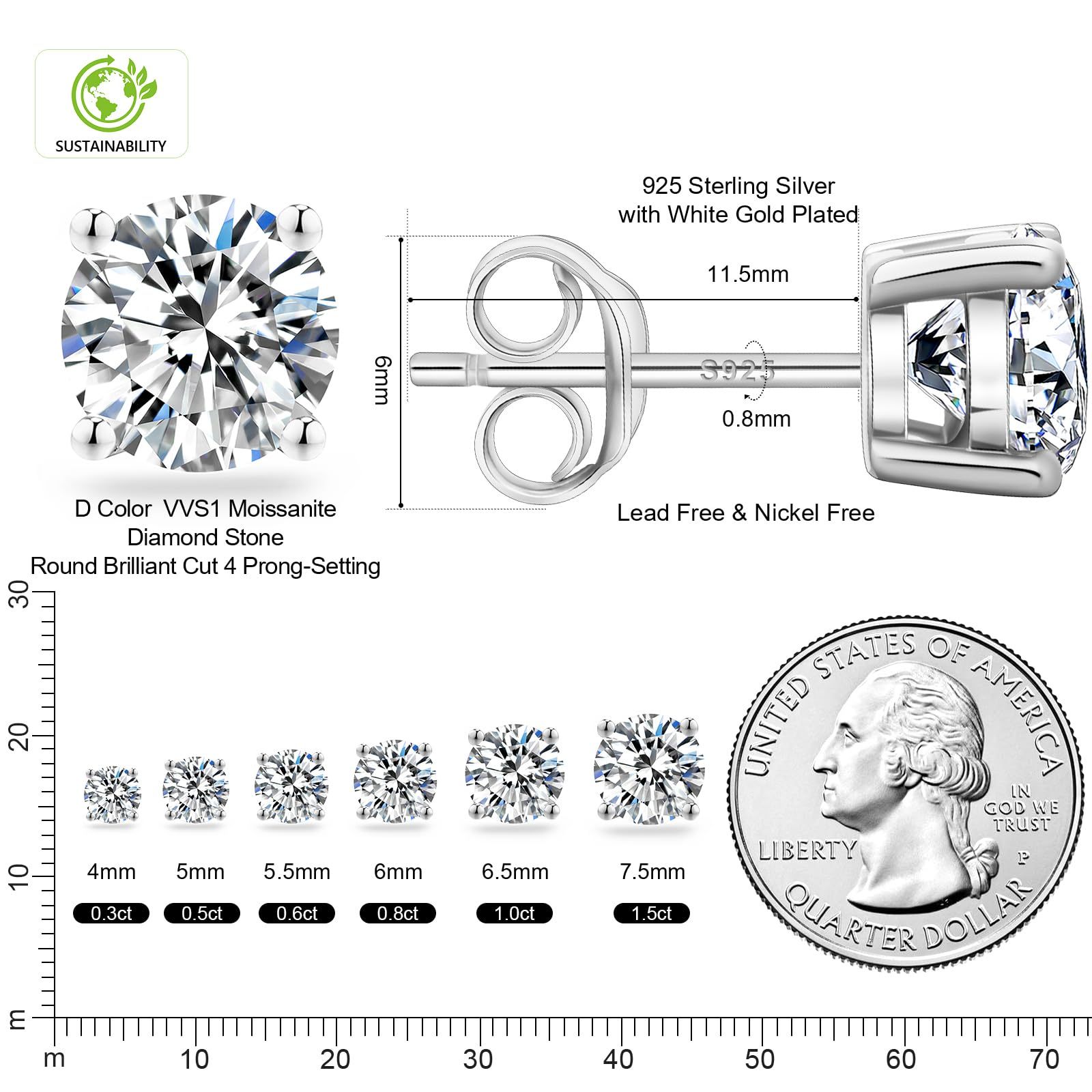 Silver-4 Claw Stud