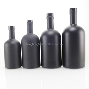 Rỗng 200ml 375ml 500ml 750ml 1000ml Frosted Matt thủy tinh màu đen chai dầu ô liu rượu Gin rượu mạnh chai với nút chai cap - Product Image 1