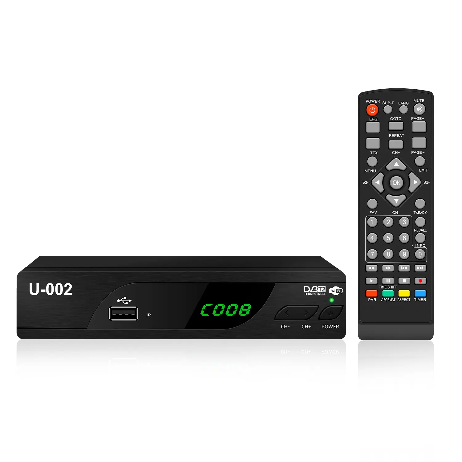 Kant Voorraad Dvb T2 Settopbox Voor Spanje Markt H264 T2 Tv-Ontvanger Scart Out Dvb T2 Tv-Decoder 1080P