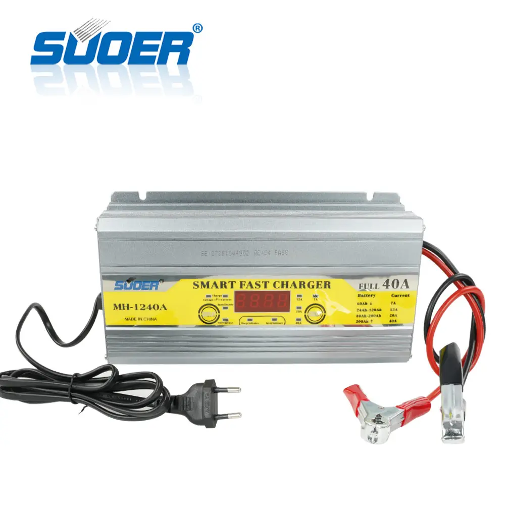 Suoer 12V 40A ثلاث مراحل شاشة عرض LCD شاحن بطارية السيارات بالكامل الرقمية شاحن بطارية من الشركة المصنعة في الصين