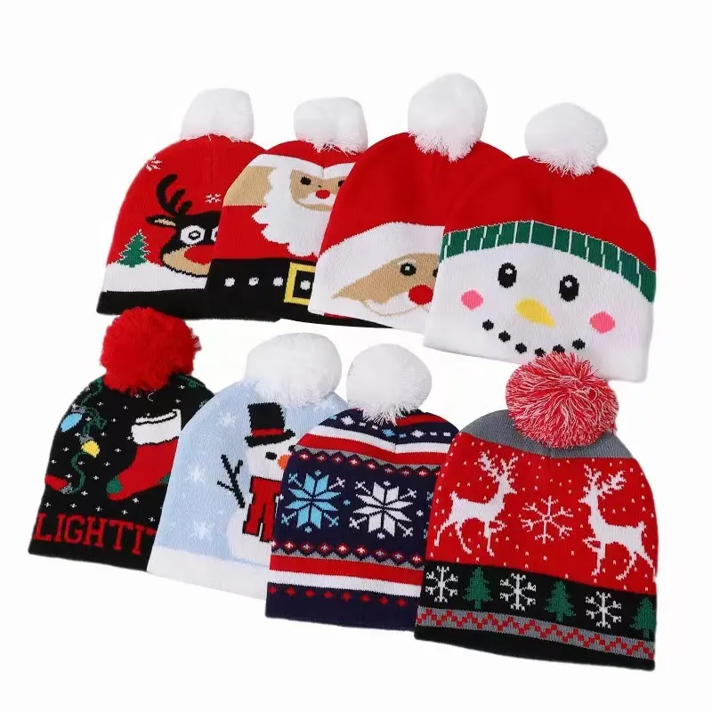 WD-A554 Unisexe Enfants Chapeau De Noël Hiver Tricoté Crochet Bonnet Père Noël Chapeau pour Enfants 2-6YRS