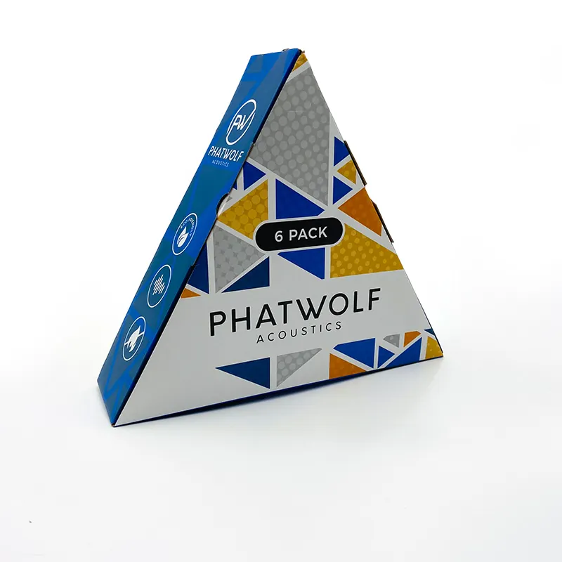 Cajas de cartón personalizadas con Logo, cartón corrugado, venta al por mayor, forma triangular