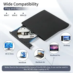 USB 3.0 Type-C 2-in-1超薄便携式光盘驱动器CD-RW DVD-ROM DVD刻录机用于PC笔记本电脑台式机