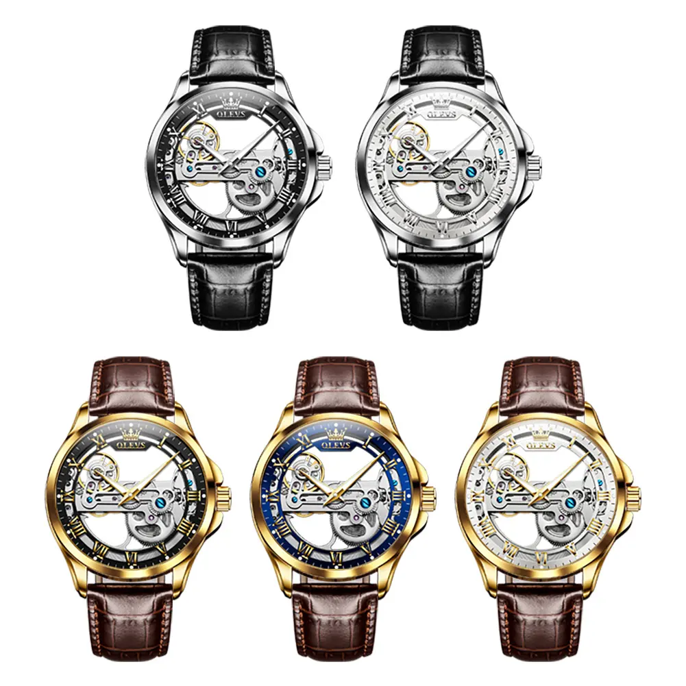 OLEVS 6661 logo personnalisé mode étanche numérique en ligne hommes bracelets de luxe tourbillon automatique mécanique montres-bracelets