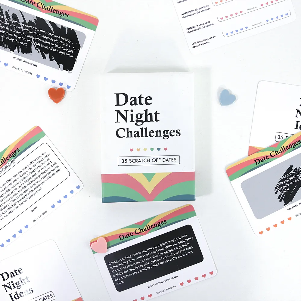 Özel baskı yeni tasarım renkli komik tarih iyi gece oyunu fikirleri çift kazı kazan kartları