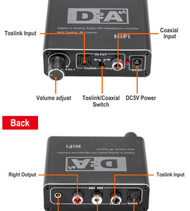 Toslink óptico a amplificador HiFi analógico/Coaxial a óptico 3,5mm L/R convertidor de Audio Digital a analógico con Control de volumen - Product Image 5