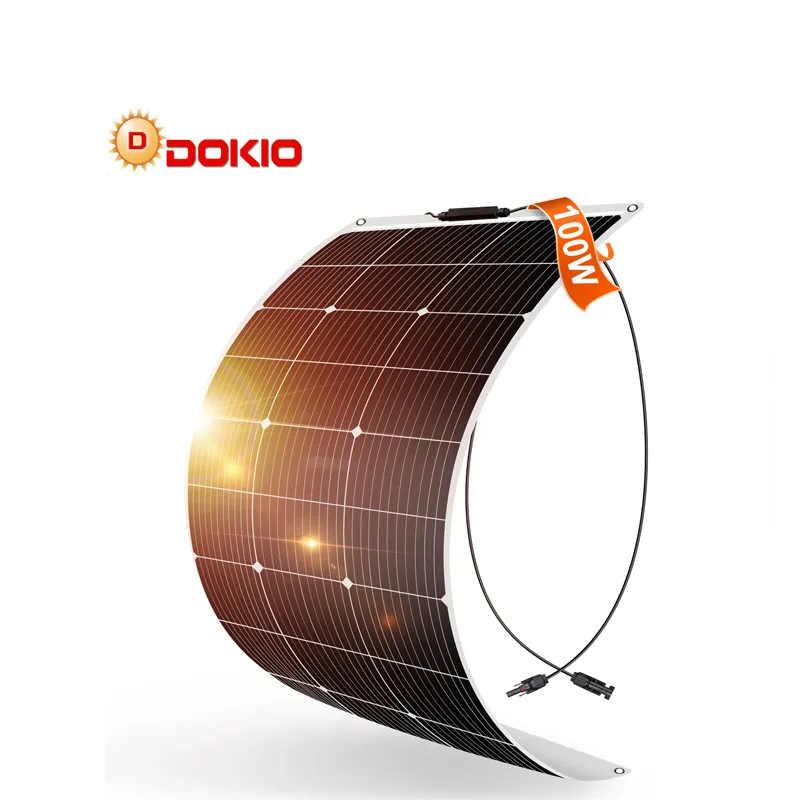 DOKIO 18V 100W Painéis Solares Flexíveis etfe Alta Eficiência Solar Flexível Carga de 12V baterias para Carro de Viagem RV Barco Veículo