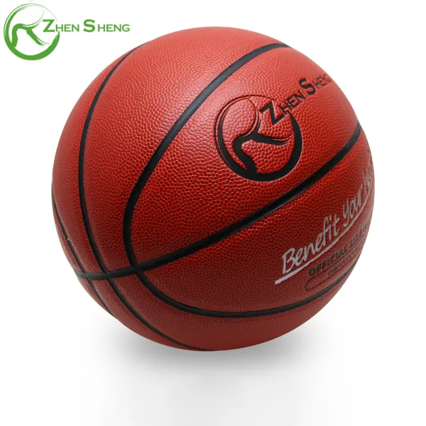 Balón de baloncesto laminado de alta calidad Zhensheng, Tamaño 7, superficie PU, personaliza tu propio logotipo, pelota de baloncesto