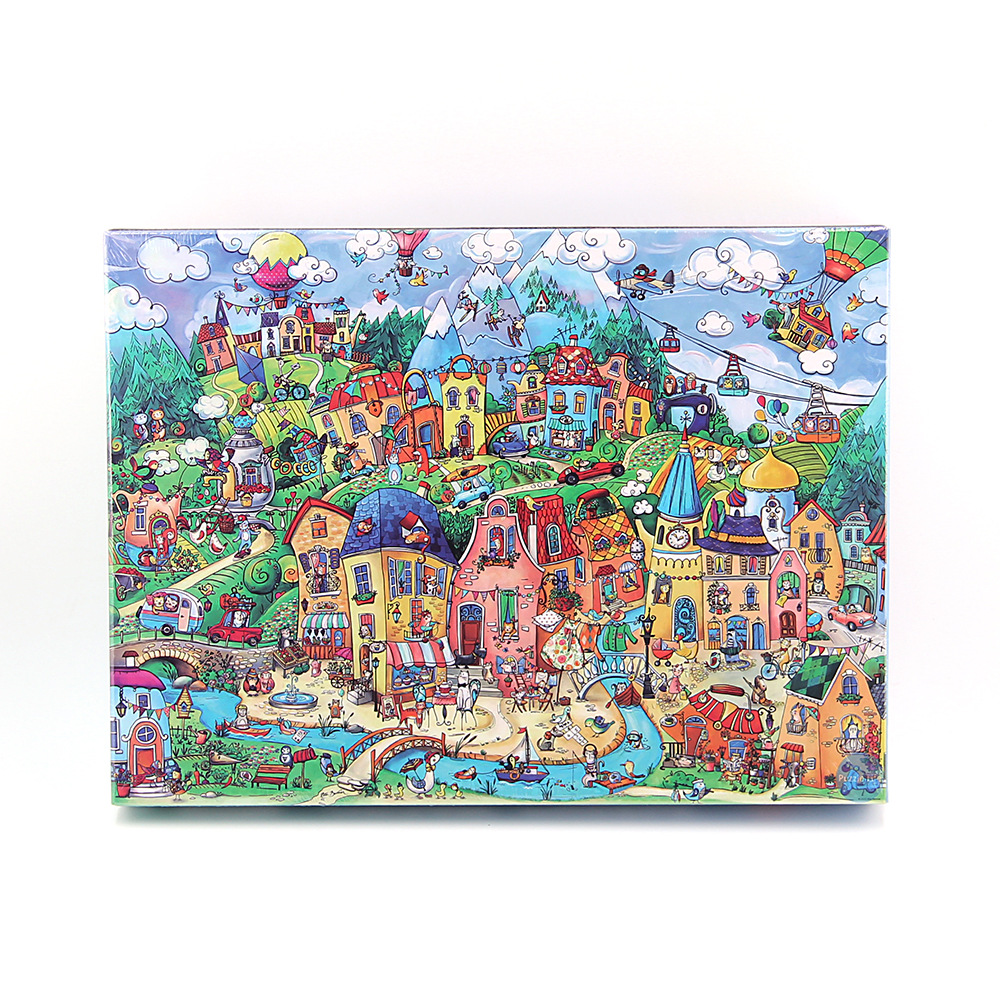 H0054 Puzzle 1000 pièces Happy Town - Édition Épaissie