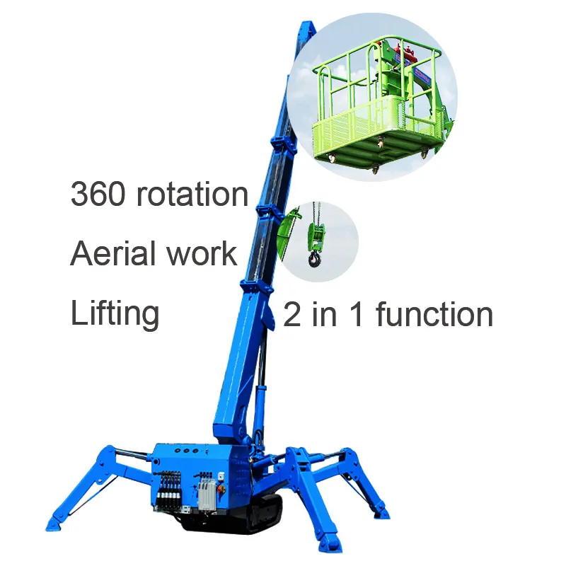 Cấu hình cao Spider Crane 3 tấn Crawler Crane Spider Crane thủy lực Boom Lift Telescopic cánh tay