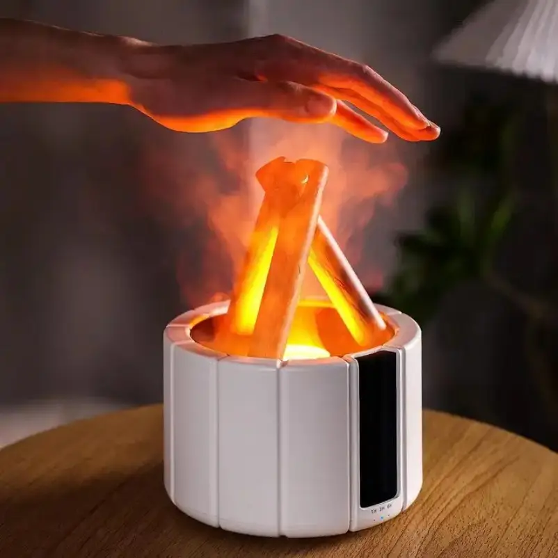 クリエイティブ焚き火デザインUSBホームオフィスアロマ火炎ディフューザーエッセンシャルオイルディフューザー小型ポータブル空気加湿器