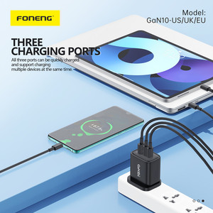 FONENG多機能PD65wGANKR保護接地プラグKCKCC認定携帯電話ラップトップ2 Usb CAポート高速壁充電器 - Product Image 3
