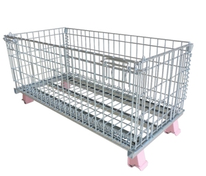Almacén de alambre de malla de acero metálico, jaula de almacenamiento de apilamiento logístico, caja de transporte, cesta, contenedor para carga ligera - Product Image 1