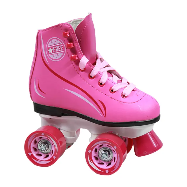 Hottest OEM Non-adjustable Roller Skate Shoes with PVC Leather Vamp PP Truck Adult Fixed-Size Quad Skating Boots