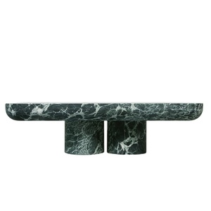 Elegante escultural Alpi mármore base luxo café chá mesa design personalizado mesa post verde mármore mesa de café