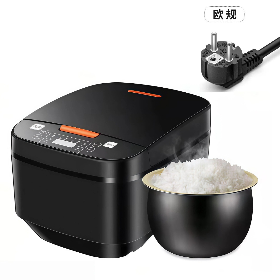 Black Rice Cooker with Spherical Inner Pot (European Standard)