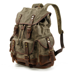 Laptop Backpack Backpack Bags Water Resistant Wax Canvas Unisex 9508 Waterproof Polyester <strong>String</strong> Computer Interlayer Soft <strong>Handle</strong> - Product Image 3