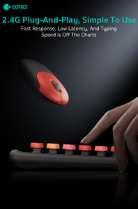 Coteci Văn Phòng Sử Dụng Yên Tĩnh Mini 86 Phím Retro Đa Phương Tiện Phím 2.4G Vòng ABS Nhựa Dễ Thương Màu Hồng Bàn Phím Không Dây Chuột Combo - Product Image 4