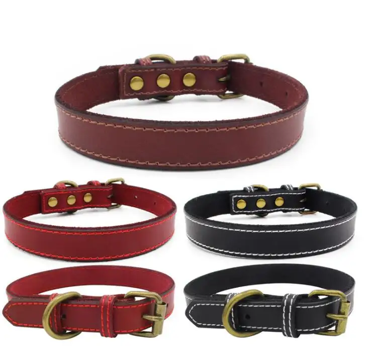 Bracelets réglables en cuir véritable pour chien, produit pour animaux domestiques, réglable, personnalisé, vente en gros