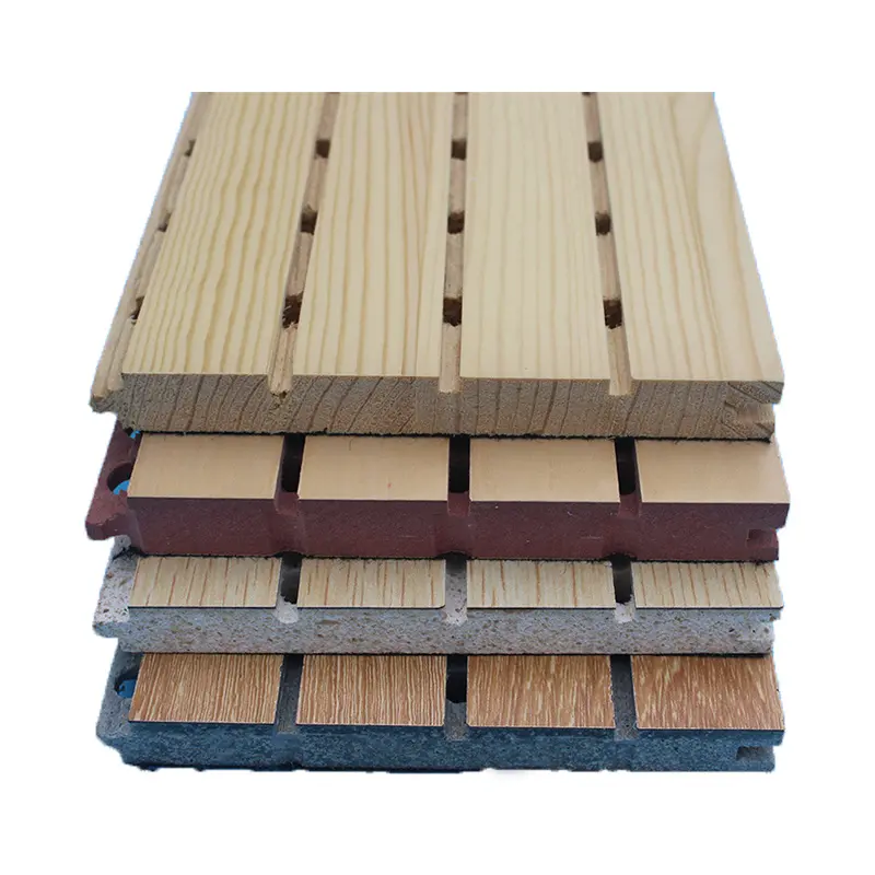 Panel decorativo de madera con estilo Tratamiento acústico Panel acústico de alto rendimiento Paneles de pared de madera con ranura