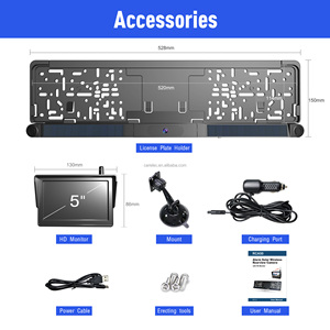 Sunway 5 Inch IPS HD Car Monitor Solar Wireless Car Reversing Aid EU License Plate RearView <strong>Reverse</strong> Camera with Parking <strong>Sensor</strong> - Product Image 5