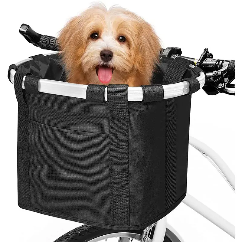 Ids cesta para guidão de bicicleta, cesta para guidão de bicicleta removível e dobrável para pet