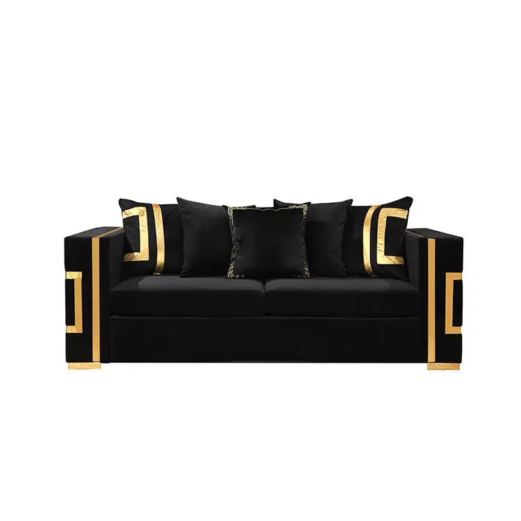 New Italian luxury style modern home sofa chair velvet fabric for furniture 1+2+3 Sofa Set velvet sofa set with metal