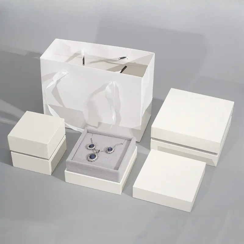 Wholesale Ring Earrings Jewelry Packaging Gift Box Necklace Ear Studs Bracelet Storage Box White