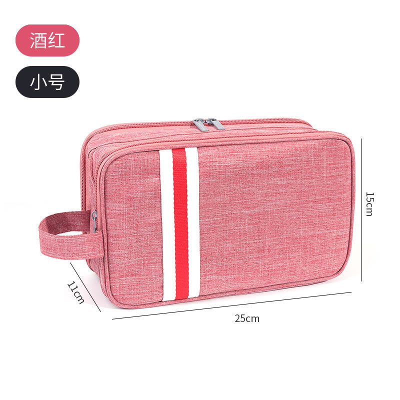 Small multi-layer toiletry bag in burgundy